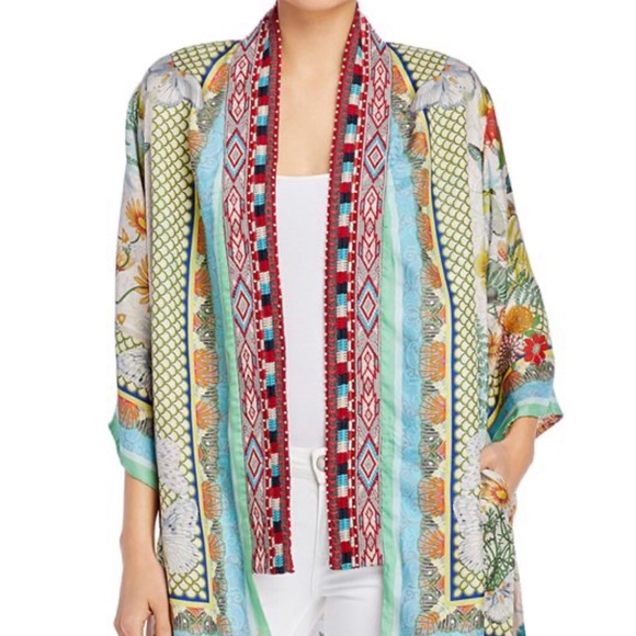 Stunning Johnny Was sz xl reversible kimono 100 percent silk beaded on one side - Picture 5 of 8